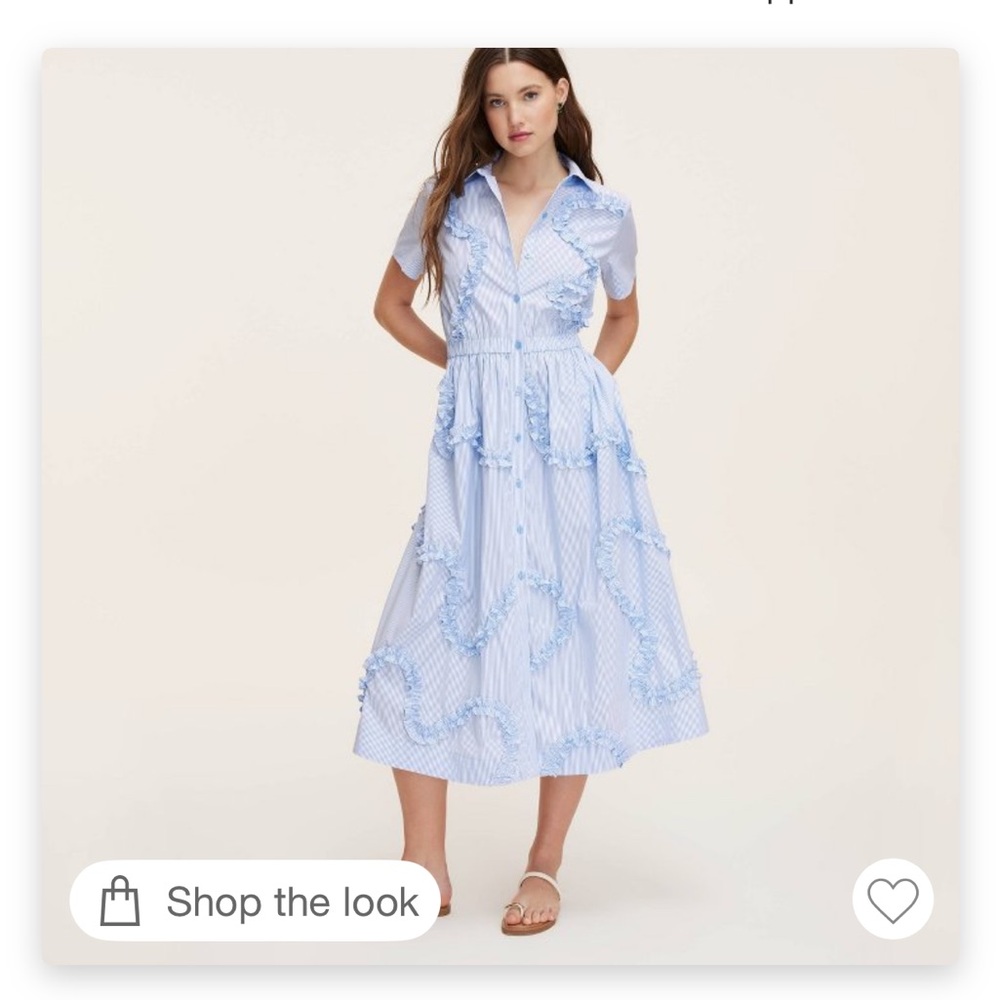 kate spade Light Blue and White Striped Ruffle Midi Dress